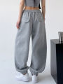 Black High Waist Casual Sweatpants Women's Spring New Loose Versatile Popular Sport Pants Fashionable Loose Comfortable Leggings. 