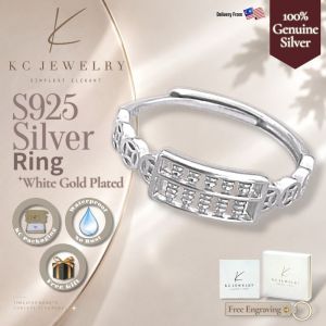 KC Jewelry S925 White Gold Plated Adjustable Abacus Ring