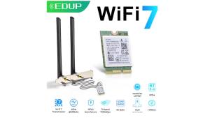 EDUP | EDUP MT7927 Pro WiFi 7 PCIe Adapter Tri Band 2 4G 5G 6GHz Up to 9334Mbps MLO 6dBi Antennas BT5 4 WPA3 for Linux Win11 Desktop PC