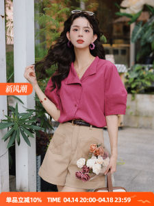 Chen Jiajie Retro Style Womens Shirt Summer Short Sleeve Loose Fit Slimming Top Commute Fashion Vintage Chinese Origin