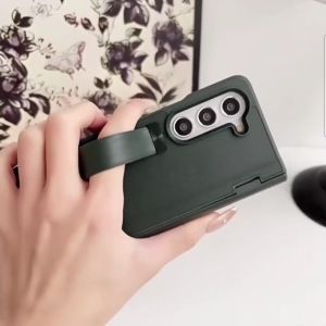 Case Casing For Samsung Galaxy Z FOLD 4 Z FOLD 5 Z FOLD 6 Z FOLD 7 / ZFOLD4 ZFOLD5 ZFOLD6 ZFOLD7 Finger Ring Holder Leather Case With Stand EC-254