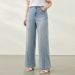 QLX | Flared Loose Fit Slimming Jeans High Waist Straight Leg Cotton Polyester Blend Summer New Style For Plus Size Women