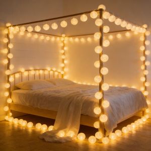 10/20LED Cotton Balls String Light Wedding Party Garland Fairy Street Lights Outdoor Garden Patio Christmas Decorations for Home