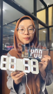 SASUMA Jam Dinding Digital LED 3D Meja Display Angka Besar Alarm Suhu Minimalis Modern