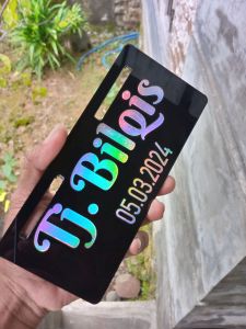 SATU HARI JADI  plat sepeda listrik hologram custom by order gratis perekat ekstrak