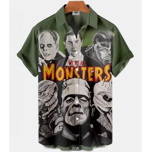 2023 Summer Mens Hawaiian Shirt Movie Figures Horror Vintage Street Clothing 3d Printed Men