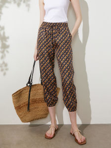 Miccbeirn | Silk Casual Loose Waist Pants Women Summer Slimming Fashionable Vintage Mulberry Silk Nine-Piece Wide Leg Casual Trousers