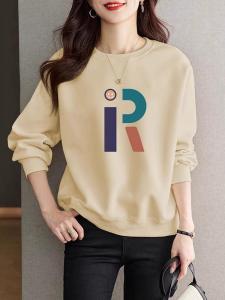 เสื้อฮู้ดคอกลมผ้าฝ้ายแท้ ทรงหลวม แขนยาว ทรงหลวม สำหรับผู้หญิง ฤดูใบไม้ร่วง 2024 แฟชั่นสุดเก๋ ทรงเข้ารูป แขนยาว ปกติ