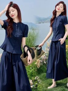QIAOXIZI | Bộ Quần Áo Nữ Thời Trang Giúp Gầy Dáng Quần Ống Rộng