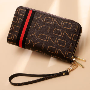 Fashionable Large Capacity Long Womens Wallet Double Zipper Handbag Leather Clutch Bag Stylish Trendy Bifold Wallet for Mom