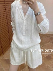 YAYANGREN | Quần Short A-Line Đai Cao Phong Cách Old-Money Chất Liệu Linen Nhẹ