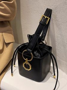 Fashionable Retro Drawstring Bucket Bag Small Square Handbag Womens Universal Style Designer Box Handbag Youth Daily Use