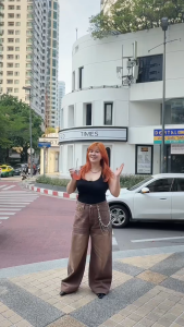 HUEGAH BAGGY DENIM (S-13XL) กางเกงยีนส์ขากระบอกใหญ่ สียีนส์น้ำตาล ไซส์ใหญ่