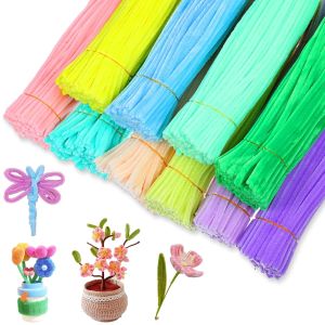 500/1000 Pcs Pastel Macaron Pipe Cleaners Chenille Stems 11.8 Inch Bulk Pipe Cleaner Flower Assorted Fuzzy Sticks for DIY