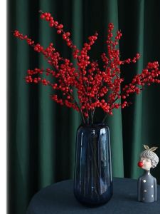 Artificial Red Berry Branches with Stems Christmas Tree Decoration DIY Crafts Wedding Home Holiday Decoration Fortune Fruit