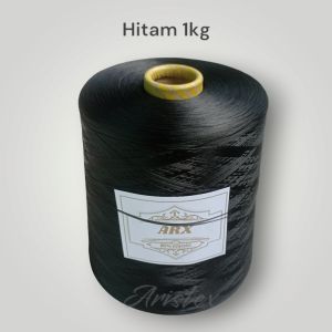 ARISTEX / BENANG OBRAS POLYESTER HITAM 1KG (1000GRAM)
