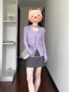 BINKAFENNY | Korean Style Long Sleeve Knitted Open Cardigan Women Early Autumn Pure Desire Spicy Girl High-End Sense Top Thin Model