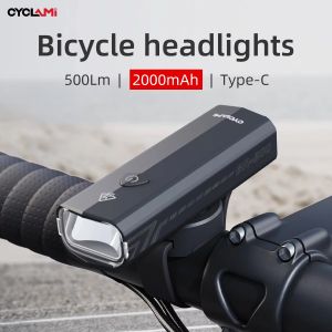 CYCLAMI Bicycle Light Type-C Charging Bike Light MTB Road Front Headlight Aluminum Ultralight Flashlight Lamp Cycling Light