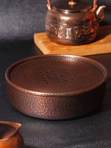 XINLONGTANG | Handcrafted Pattern Thick Copper Tea Tray for Dry Brewing