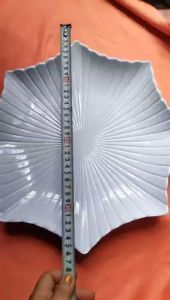 Dĩa nhựa melamine trắng bóng / đen bóng hình bát giác trưng dài thức ăn nhà hàng khách sạn 20/24/29/34/38 cm