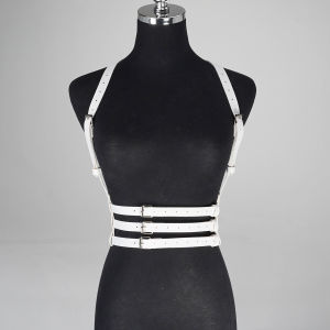 Womens Wide-Body White Waist Belt Adjustable PU Leather Buckle Three-Layer Belt Design Punk Goth Style Festive Parties & Casual