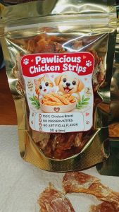 Pawlicious Chicken Strips 100% Chicken Breast No Preservatives No Artificial Flavor 30 grams for Cats and Dogs