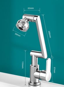 Vòi Chậu Rửa Lavabo 2 Đường Nóng Lạnh Xoay 1080 độ Kèm 2 Dây Dẫn Dài 60cm