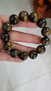 🦚🪶🦚Vòng Tay Nam ĐÁ MẮT HỔ Vàng Xanh tự nhiên size hạt 16mm 13 Viên NAM Mệnh THUỶ Mệnh Mộc đeo Vòng hợp phong thủy làm ăn kinh doanh tốt đẹp phát đạt tốt sức khỏe có 350k ạ