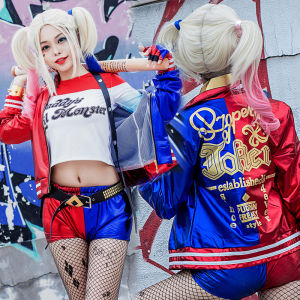 Movie Suicide Squad Costumes Quinn Squad Harley Monster T Shirt 3D Printing Leather Jacket Coat Halloween Party Task Force Harley Quinn Cosplay Full Clothes
