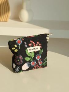 Túi Đựng Mỹ Phẩm Nhỏ Gọn Dành Cho Nữ Họa Tiết Hoa Lá Chất Liệu Polyester Có Khóa Kéo Đựng Băng Vệ Sinh Tiện Dụng Cho Việc Đi Làm Đựng Tiền Xu Thẻ Chìa Khóa