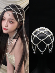 เกาหลีญี่ปุ่นลูกปัดมุกประเภทหมวกผมสุทธิเจ้าสาว ชุดราตรี Headwear < Ne1> High End Waterdrop Dangle ผม Hoop ผมฝาครอบ