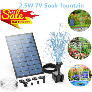 2.5W Solar Water Pump Fountainwith 6Nozzles and 4ft Water PipeSolar Powered Pump for Bird BathPondGarden Solar Fountain Pump