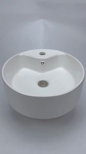 อ่างล้างหน้าชนิดวางบนเคาน์เตอร์ ล้างหน้าทรงกลม ล้างหน้าวางบน ดีไซน์กลม ขนาด 40x40 ครีมขนาด รุ่น Bas-227