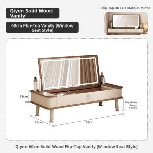 DMX | Space-Saving Real Wood Makeup Vanity & Storage Small Apartment Cream Style