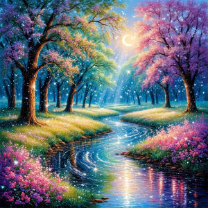 Jigsaw Puzzle Calming Beautiful Cherry Blossom Forest Tree Landscape Art For Adults Great Weekend Relaxation And Family Fun Gift