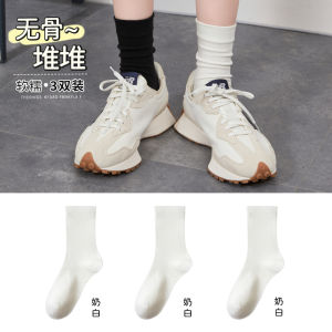 White Cotton Senz Mid Calf Socks for Women Summer Thin Style Knee High Soft Combed Cotton Polyester Blend Moisture Wicking