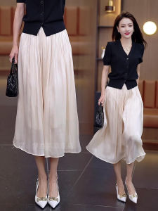 New 2025 Summer High-End Mommy Style Short Sleeve Open Cardigan T-Shirt Gold Embroidery Belly Covering Womens Fashion Set