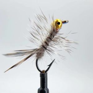 Bimoo 6PCS 10# Artificial Grizzly Hackle Wet Flies Chain Bead Head Eyes Damselfly Nymph For Trout Grayling Bass Fishing Lures