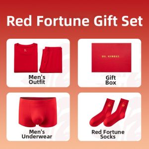 Red Minimalist New Year Birthday Underwear Set