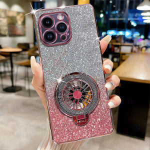 เคสเคสโทรศัพท์แบบตั้งได้วงแหวนหมุนแบบเคลือบสำหรับ VIVO Y100 5G โปร่งใสพร้อม NZ52เคสป้องกันกันชนซิลิโคน TPU นิ่มกันกระแทกเงาวับบลิงหรูหรา