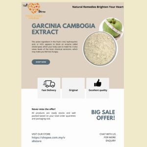 Garcinia Cambogia Extract Powder 20g Halal Certified - Appetite Control for Weight Management & Skin Care