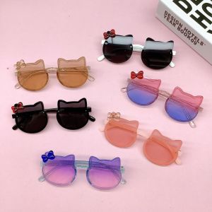 2025 Fashionable new bow childrens sunglasses cute cat shaped baby sunglasses trendy girls sun visors