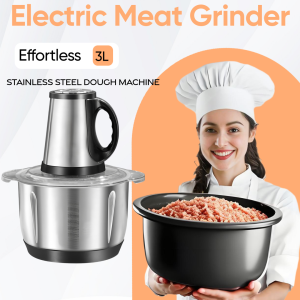 600W Electric Food Chopper 3L Stainless Steel Multi-Functional Meat Grinder & Vegetable Processor Easy Clean Appliance