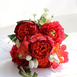 SMR | 1/3pcs Artificial Flowers Wedding Bride Holding Bouquet Home Vase Festival Valentines Day Atmosphere DIY Rose Living Room Decor