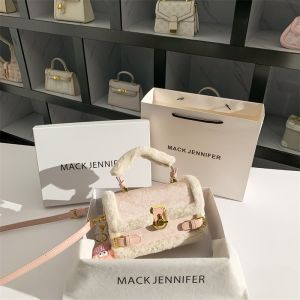 Elegant Embroidered Plush Crossbody Bag Womens Shoulder Bag Soft Leather Medium Square Fashionable Chinese Style 2024 New Model