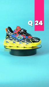 Sepatu Sneakers Anak Laki Laki LED Q 24 Bisa Menyala FREE BOX karakter Spiderman  Bermain