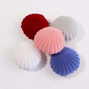 Exquisite Shell Shape Velvet Cute Jewelry Box Colorful Ring Earrings Storage Box Gift Packaging Box Necklace Display Holder