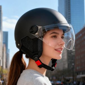 NEW Bicycle Safety Helmet Mens and Womens Adult Children Cartoon Electric Bicycle Motorcycle Half Helmet with Goggles