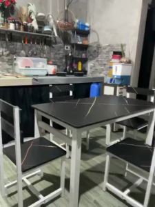 Bewell Dining Table Set with 4 Seater Restaurant Home Dining Table 4 Chair For Living Room