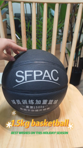 1.5Kg Heavy Basketball Size 7 PU Leather Heavy Basketball Training Ball Adult Improving Training Handling Dribbling Passing Shooting+Complete Accessory Pack (PIN+NET+PUMP)